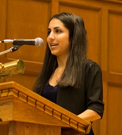 Student award recipient, Sadaf Rahmanian, spoke during the ceremony.