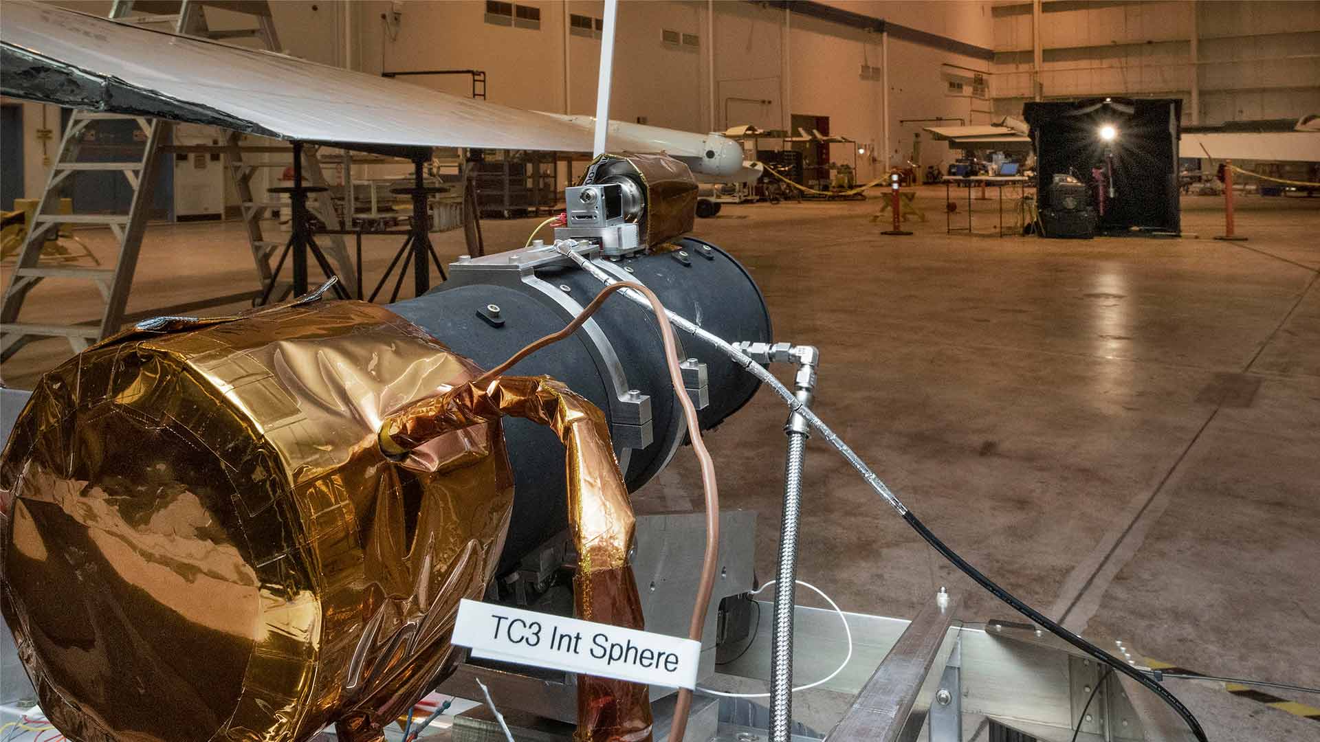 The Air-LUSI telescope inside NASA's Armstrong Flight Research Center in California. 