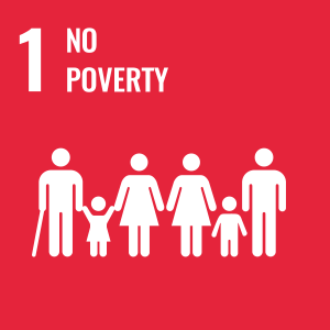 The badge for United Nations' Sustainable Development Goal number 1, No Poverty