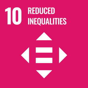 The badge for United Nations' Sustainable Development Goal number 10, Reduced Inequalities