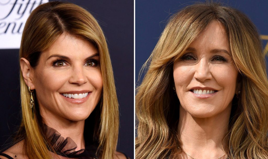 Headshots of Lori Loughlin and Felicity Huffman