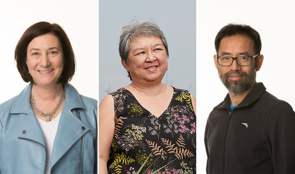 Three headshots of Sigal Balshine, Pat Chow-Fraser and Jianping (JP) Xu sitting side-by-side