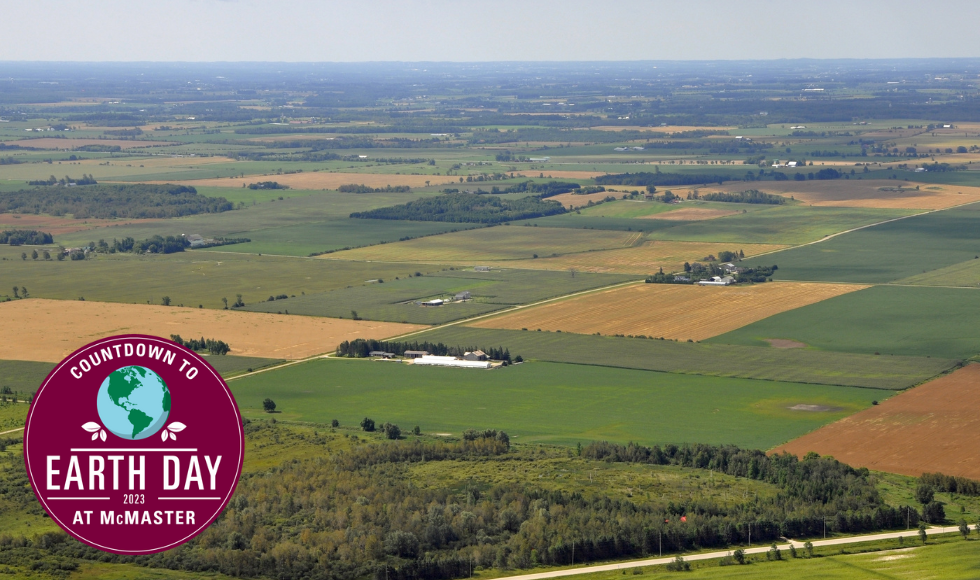 An aerial view of farmland in southern Ontario