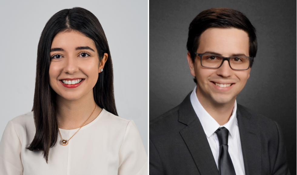 Headshots of Dena Zeraatkar and Tyler Pitre